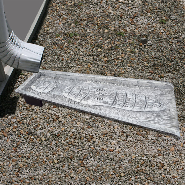 Gracie Oaks Silver Alligator Crocodile Cast Aluminum Downspout Gutter